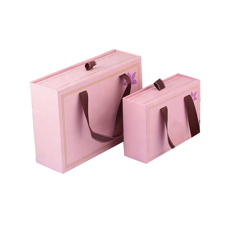 Wholesale Recyclable Fancy Empty Rectangular Pink Gift Box Drawer Beautiful Storage Sliding Drawer Packaging Box