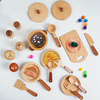 Play Kitchen Accessories,20 PCS Wooden Kitchen Pretend Play Toys with Wooden Cutting Vegetables And Fruit,Cookware Plates And Pans Cooking Sets