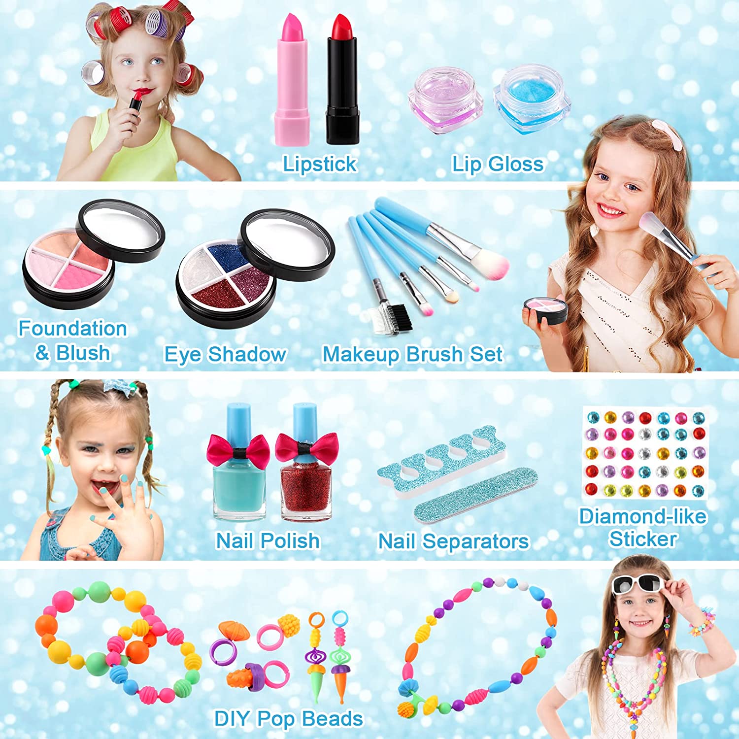 29 Pcs Washable Makeup Set for Kids