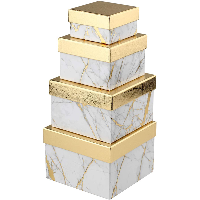 Square Gift Boxes with Lids Set of 4 Assorted Sizes for Presents